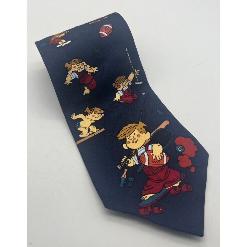 Wembley Dennis The Menace‎ Cartoon Tie Silk Necktie Sports Theme USA Vintage